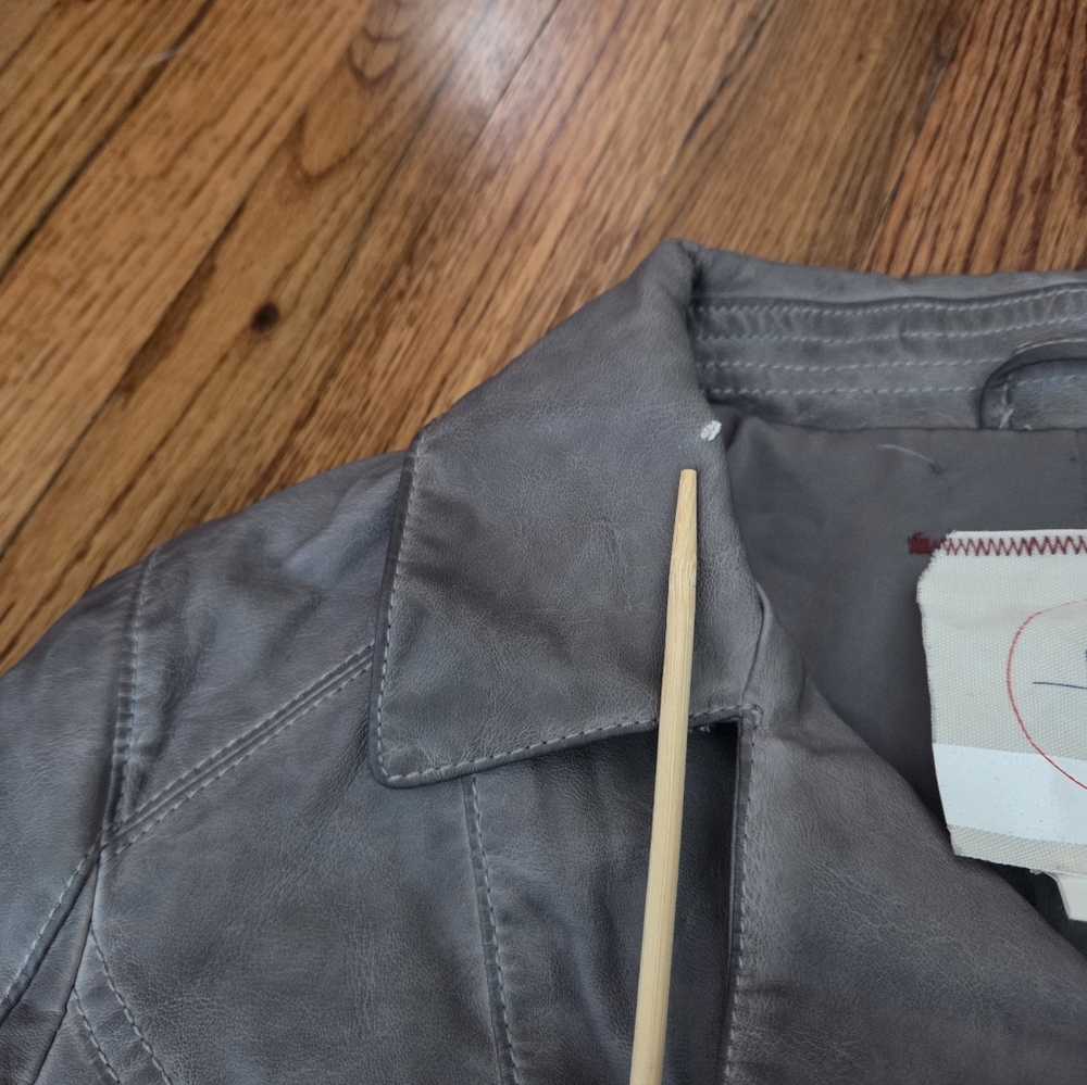 Women's Anthropologie Hei Hei Gray Faux Leather Jacket Small - Picture 11 of 16